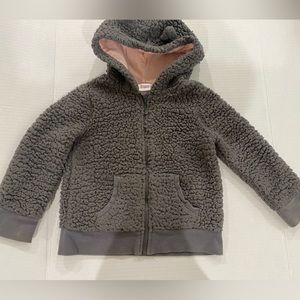 Circo toddler girl sherpa hooded zip up gray sweater size 3t